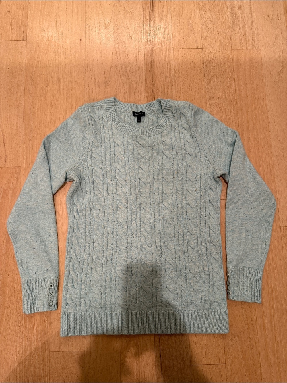 Talbots Light Blue Cable-Knit Crewneck Sweater